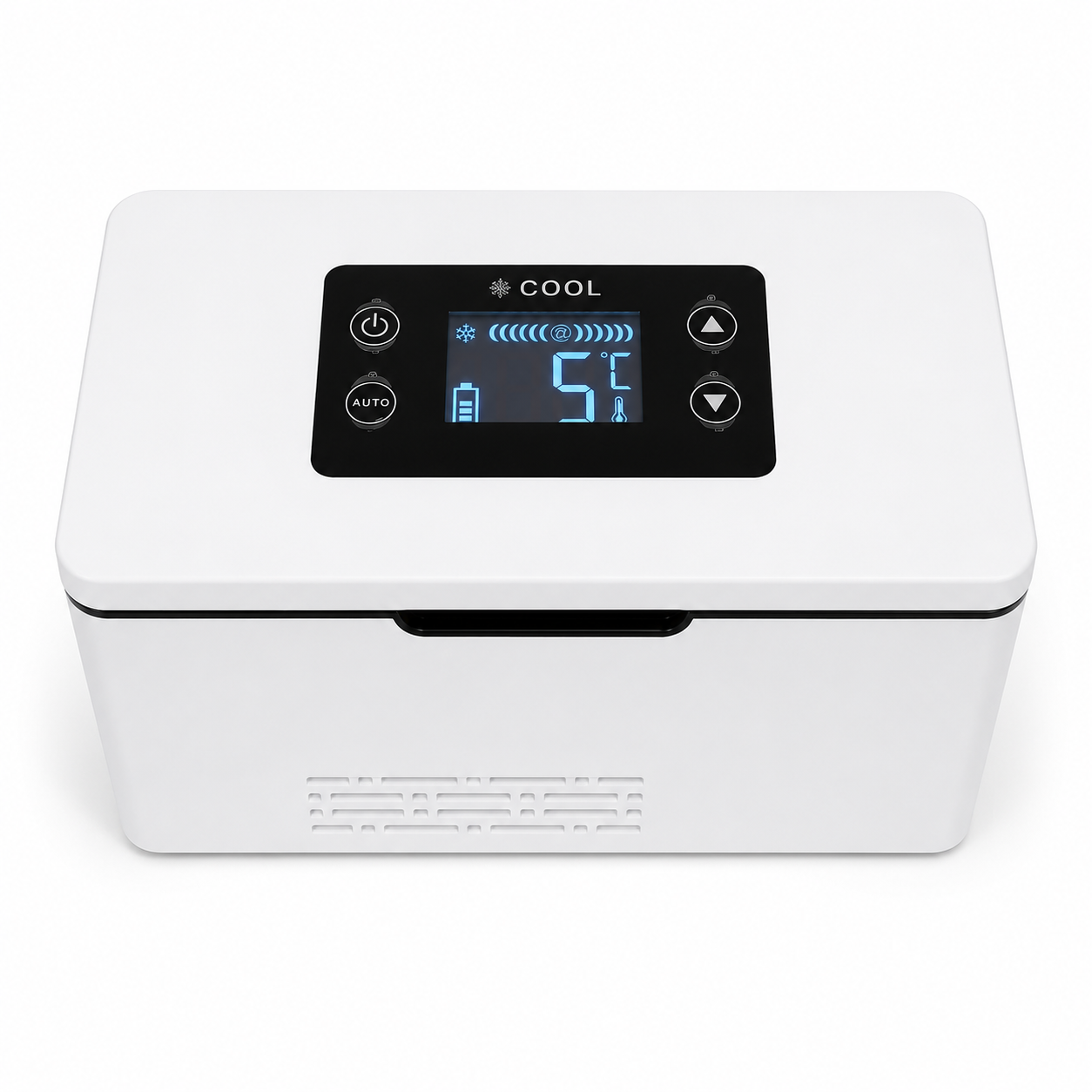 Novera Precision Cooler front view — adjustable 2–10°C temperature controlled storage unit