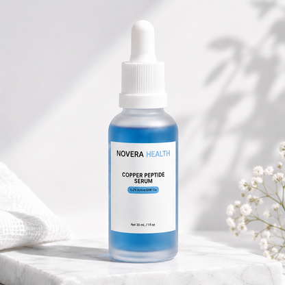Novera Health GHK-Cu copper peptide serum, 30mL dropper bottle for skin repair and collagen production